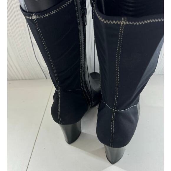 Y2K Black Bootie Galleria Size 10 Wide Stretch Panel - Picture 4 of 11